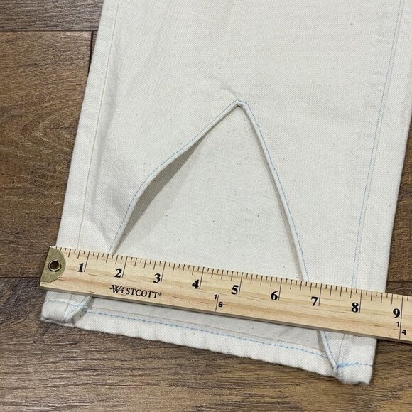 Triarchy Jeans Women 31 Ms Hart Petal Hem High Rise Straight Leg Denim Cream NWT - Picture 13 of 15